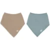 Jollein Lot de 2 Bavoirs Bandana Gaze de Coton - Sea Green & Biscuit
