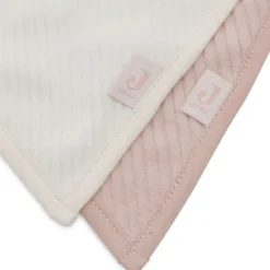 Jollein Lot de 2 Bavoirs Bandana Velvet Rib - Wild Rose & Ivory