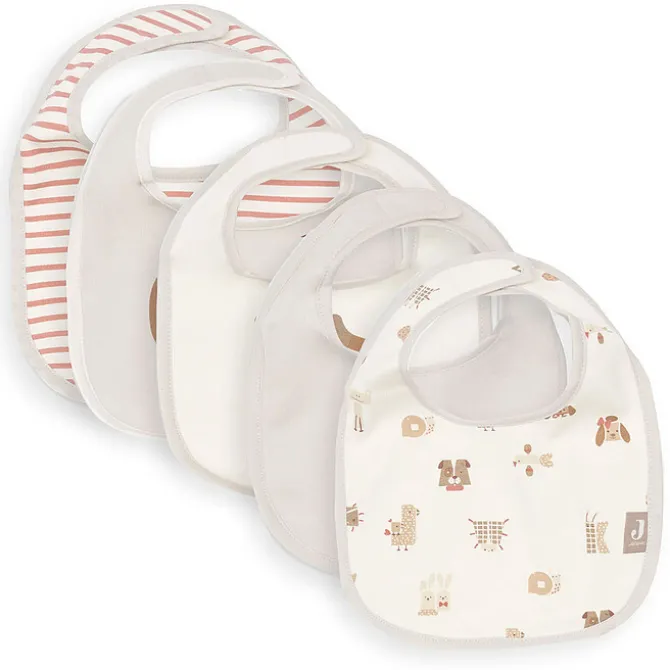 Jollein Lot de 5 Bavoirs Imperméables - Animal Friends