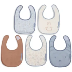 Jollein Lot de 5 Bavoirs Imperméables Miffy Moments - Cloudy Blue