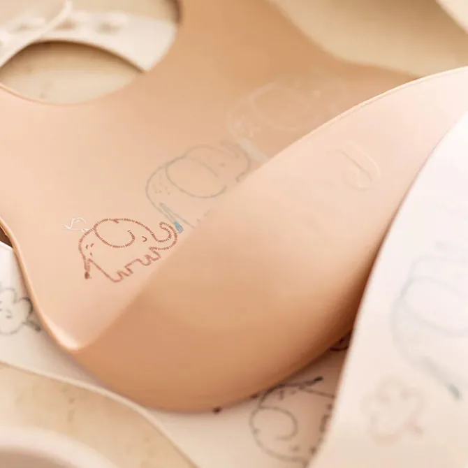 Jollein Lot de 2 Bavoirs Silicone - Elephant Tales