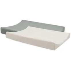 Jollein Lot de 2 Housses de Matelas à Langer - Sea Green & Ivory
