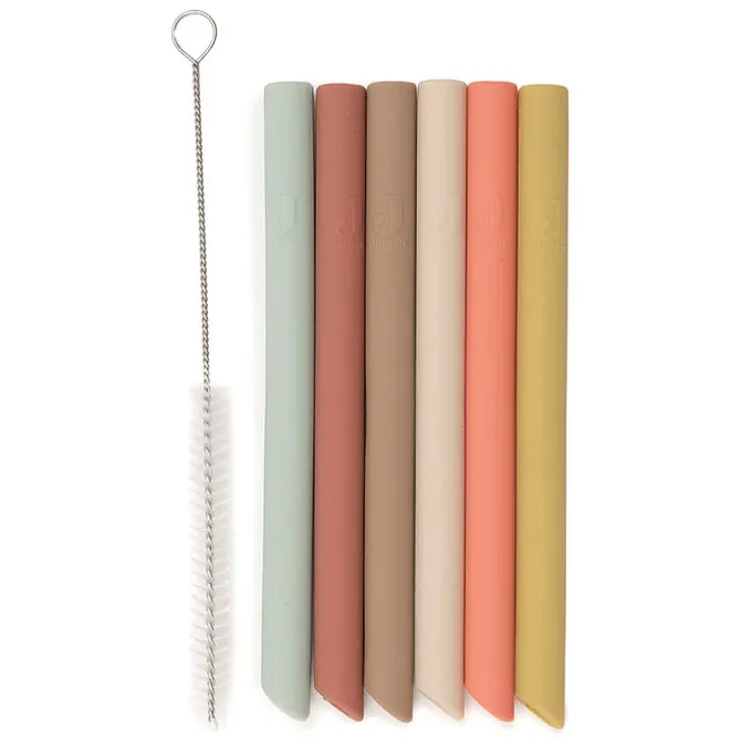 Jollein Lot de 6 Pailles en Silicone - Multicolore