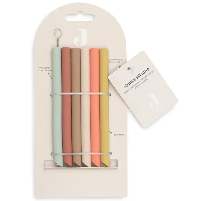 Jollein Lot de 6 Pailles en Silicone - Multicolore