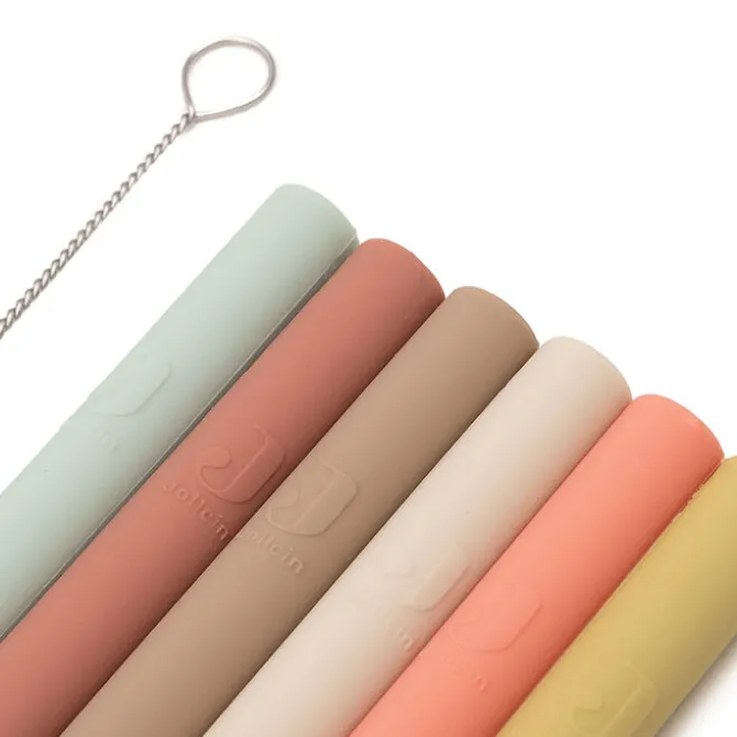 Jollein Lot de 6 Pailles en Silicone - Multicolore