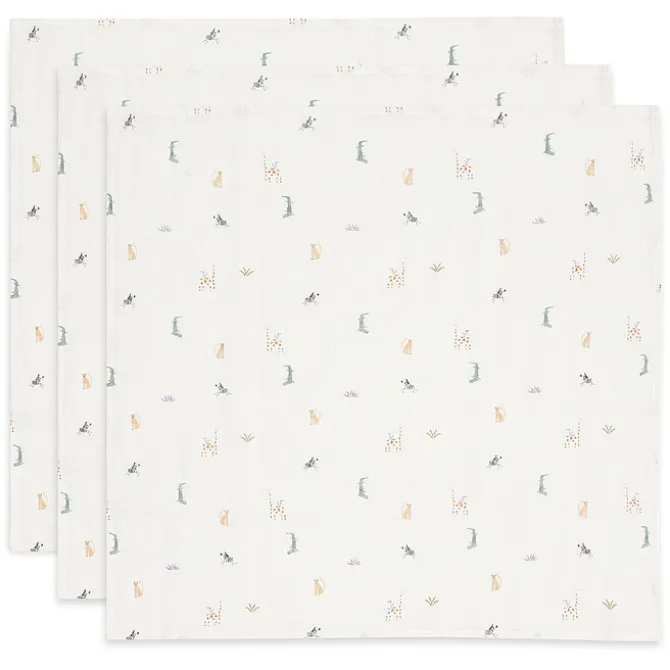 Jollein Lot de 3 Petits Langes Gaze de Coton - Jungle Jambo