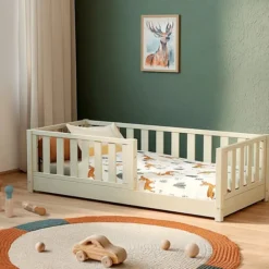 Jurababy Lit au Sol Sonho Mini Blanc Perle - 70 x 140 cm