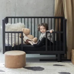 Karl & Fric Lit Bébé Evolutif Nox Noir Satin - 60 x 120 cm
