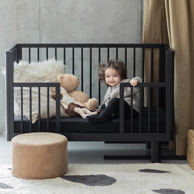 Karl & Fric Lit Bébé Evolutif Nox Noir Satin - 60 x 120 cm