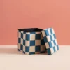 Kid's Concept Pouf Assise avec Rangement - Carreaux Damiers Bleu