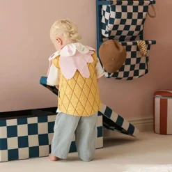 Kid's Concept Pouf Banc de Rangement - Carreaux Damiers Bleu