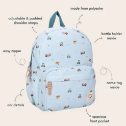 Kidzroom Sac à Dos Little Story - Véhicules Bleu