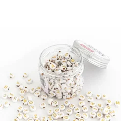 La Petite Epicerie Pot de Perles Lettres - Or et Blanc