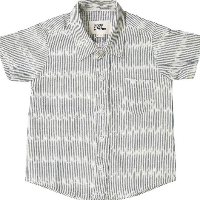 Le Petit Lucas du Tertre Chemise à Rayures - Blue Cloud Ikat - 3 Ans