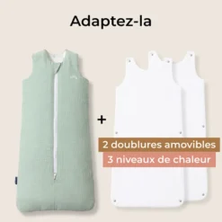 Les Petites Billes Gigoteuse Evolutive 4 Saisons Vert d'eau - 6/18 Mois