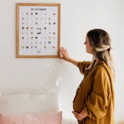 Les Petites Dates Affiche En T'attendant Maman et Papa Peaux Claires - 50 x 40 cm