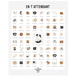 Les Petites Dates Affiche En T'attendant Maman et Papa Peaux Claires - 50 x 40 cm