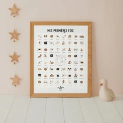 Les Petites Dates Affiche En T'attendant Maman et Papa Peaux Foncées - 50 x 40 cm