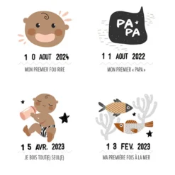 Les Petites Dates Affiche En T'attendant Maman et Papa Peaux Foncées - 50 x 40 cm