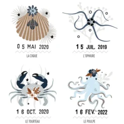 Les Petites Dates Affiche Les Petites Bêtes de la Mer - 50 x 40 cm