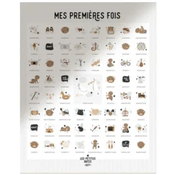 Les Petites Dates Affiche Mes Premières Fois Maman et Papa Peaux Foncées - 50 x 40 cm