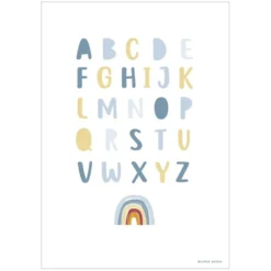 Little Dutch Affiche Réversible Alphabet et Arc-en-ciel Bleu - 42 x 32 cm