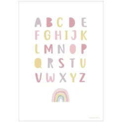 Little Dutch Affiche Réversible Alphabet et Arc-en-ciel Rose - 42 x 32 cm