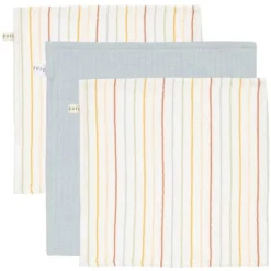Little Dutch Lot de 3 Débarbouillettes Pure & Vintage - Sunny Stripes & Soft Blue