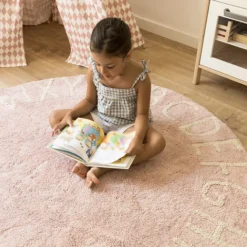 Lorena Canals Tapis Lavable ABC Rose et Blanc - Ø 150 cm
