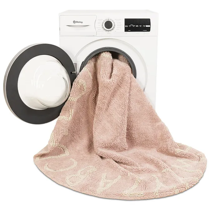 Lorena Canals Tapis Lavable ABC Rose et Blanc - Ø 150 cm