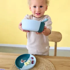 LÄSSIG Assiette en Silicone Tiny Team - Chien