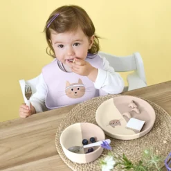 LÄSSIG Assiette en Silicone Tiny Team - Chat