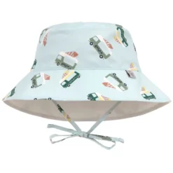 LÄSSIG Chapeau Anti-UV Réversible Camion de Glace Illusion Bleu - 3/6 Mois
