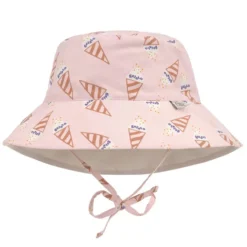 LÄSSIG Chapeau Anti-UV Réversible Ice Cream Rose Pâle - 7/12 Mois