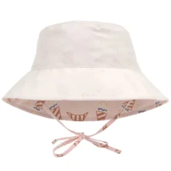 LÄSSIG Chapeau Anti-UV Réversible Ice Cream Rose Pâle - 3/6 Mois