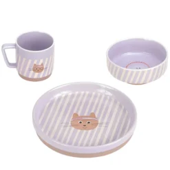 LÄSSIG Coffret Repas 3 Pièces en Porcelaine Tiny Team - Chat