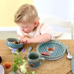 LÄSSIG Coffret Repas 3 Pièces en Porcelaine Tiny Team - Chien