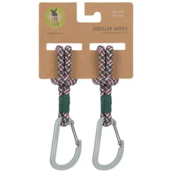 LÄSSIG Lot de 2 Attaches Poussette avec Mousqueton - Vert