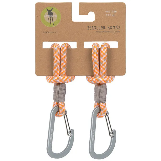 LÄSSIG Lot de 2 Attaches Poussette avec Mousqueton - Beige