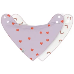 LÄSSIG Lot de 2 Bavoirs Bandana Happy Rascals Coeur - 0/24 Mois