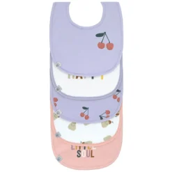 LÄSSIG Lot de 5 Bavoirs Eponge Happy Fruits Cerise - 3/18 Mois