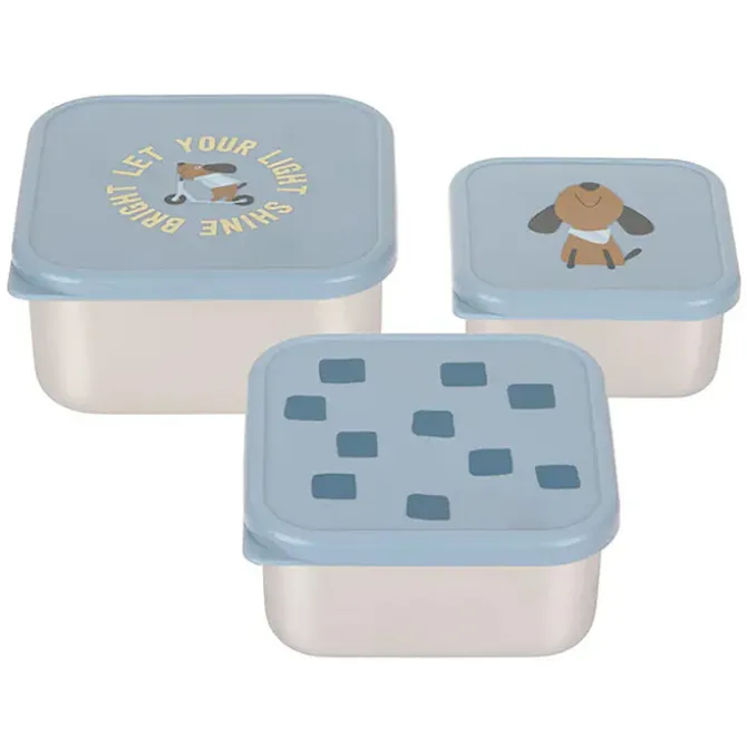LÄSSIG Lot de 3 Petites Boîtes à Goûter Pattern Part - Bleu