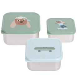 LÄSSIG Lot de 3 Petites Boîtes à Goûter Tiny Team - Chien