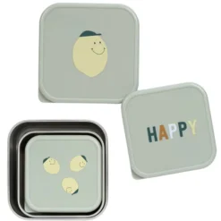 LÄSSIG Lot de 3 Petites Boîtes à Goûter Happy Fruit - Citron