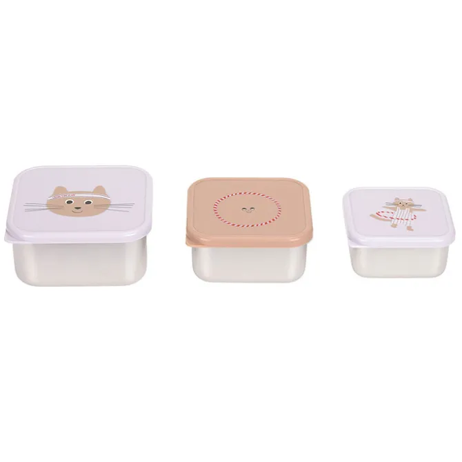 LÄSSIG Lot de 3 Petites Boîtes à Goûter Tiny Team - Chat