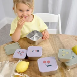 LÄSSIG Lot de 3 Petites Boîtes à Goûter Happy Fruits - Cerise