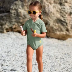LÄSSIG Maillot de Bain 1 Pièce Manches Courtes Vert - 2/3 Ans