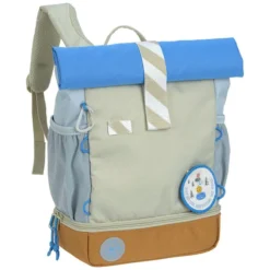 LÄSSIG Mini Sac à Dos Rolltop Sunny Explorer - Vert Bleu