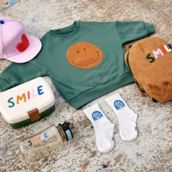 LÄSSIG Set Boîte à Goûter et Gourde Little Gang - Smile Vert Océan