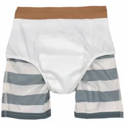 LÄSSIG Short de Bain Splash & Fun Rayé Blanc Cassé et Bleu - 6/12 Mois